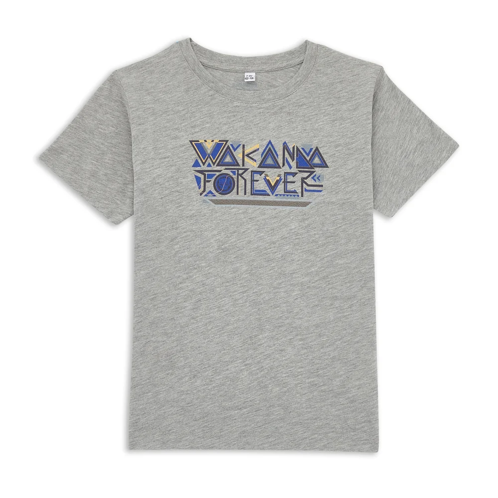 Wakanda Forever Stylized Kids' T-Shirt - Grey - 3-4 Years Image 1