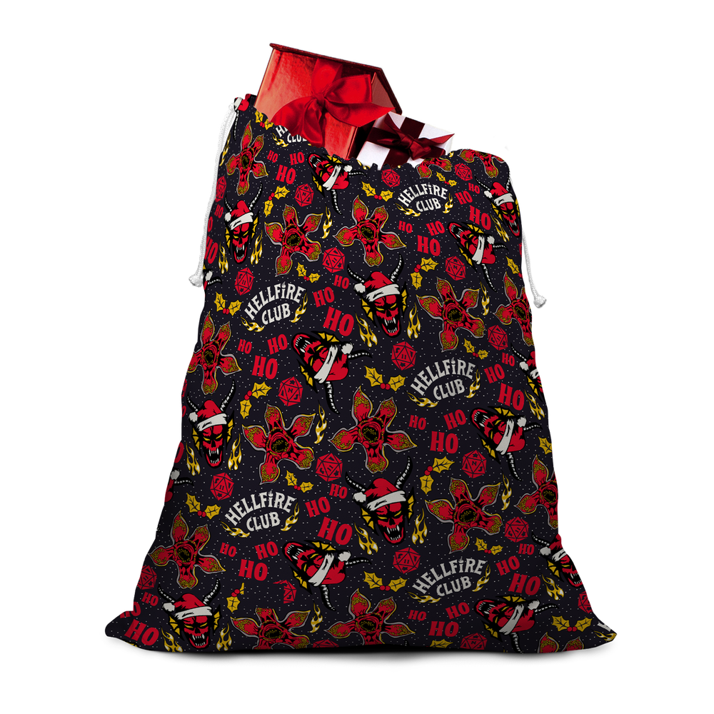 Stranger Things Hellfire Club Ho Ho Ho Christmas Santa Sack Image 1