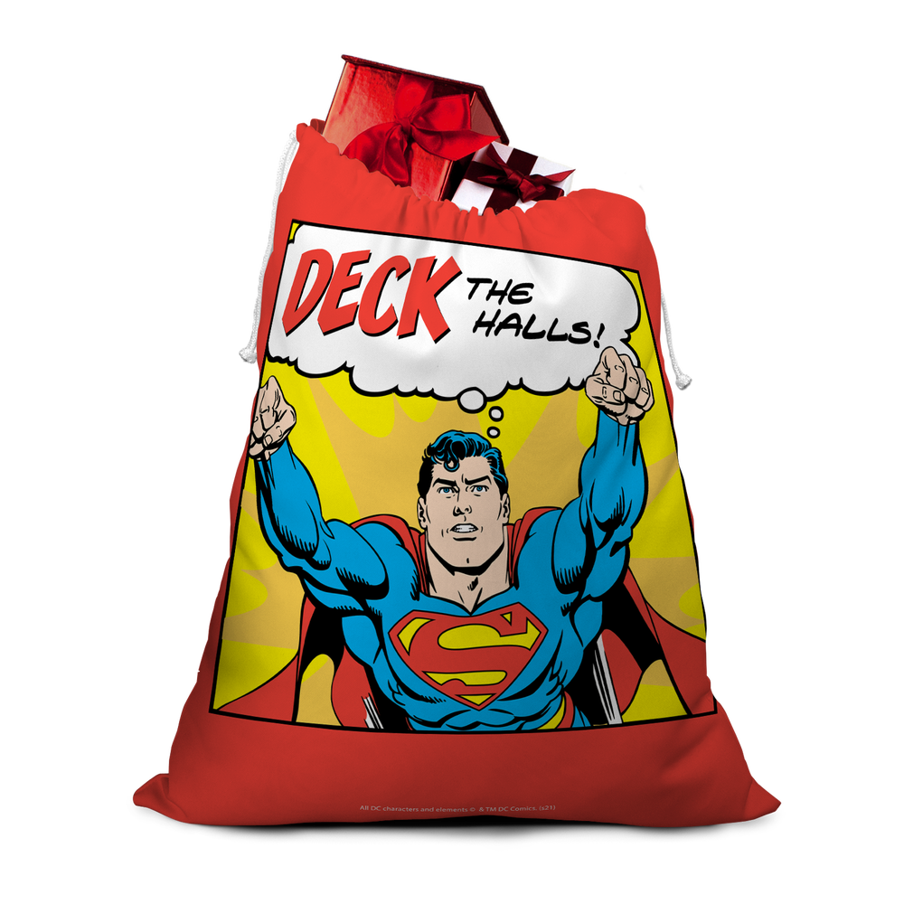 Superman Deck The Halls! Christmas Santa Sack Image 1