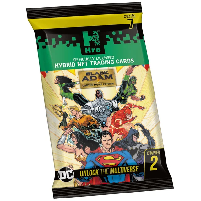 DC Unlock The Multiverse Black Adam 2 - Pack Starter Pack - Hro Hybrid NFT Trading Cards, 15 Cards Starter Pack