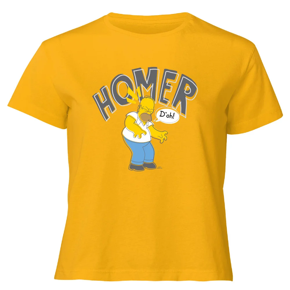 The Simpsons Homer D'Oh Women's Cropped T-Shirt - Mustard - XS - Mustard Image 1