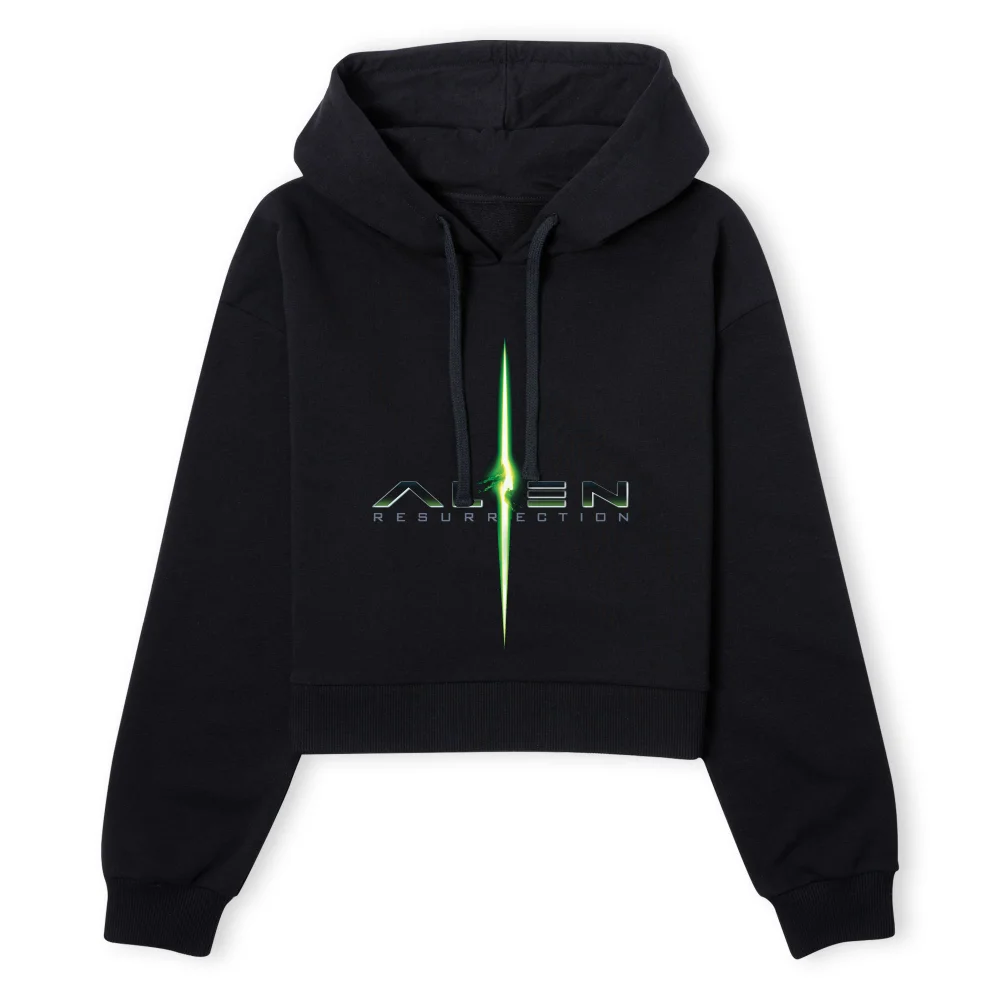 Alien Logo Women's Cropped Hoodie - Black - XS - Black Image 1
