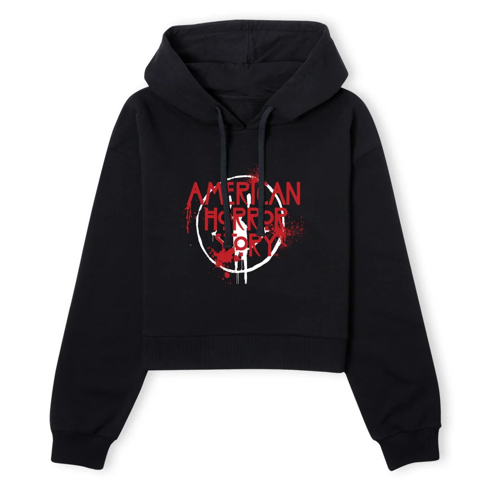 American Horror Story Smiley Splatter Women's Cropped Hoodie - Black - XS - Black Image 1