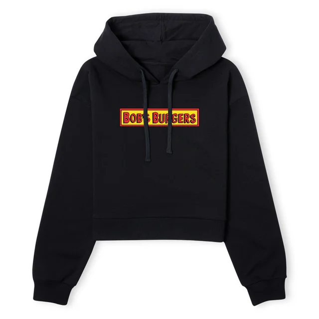Bob's Burgers Block Logo Women's Cropped Hoodie - Black