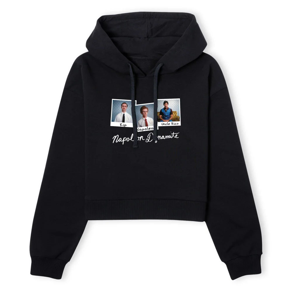 Napoleon Dynamite Polaroids Women's Cropped Hoodie - Black - XS - Black Image 1