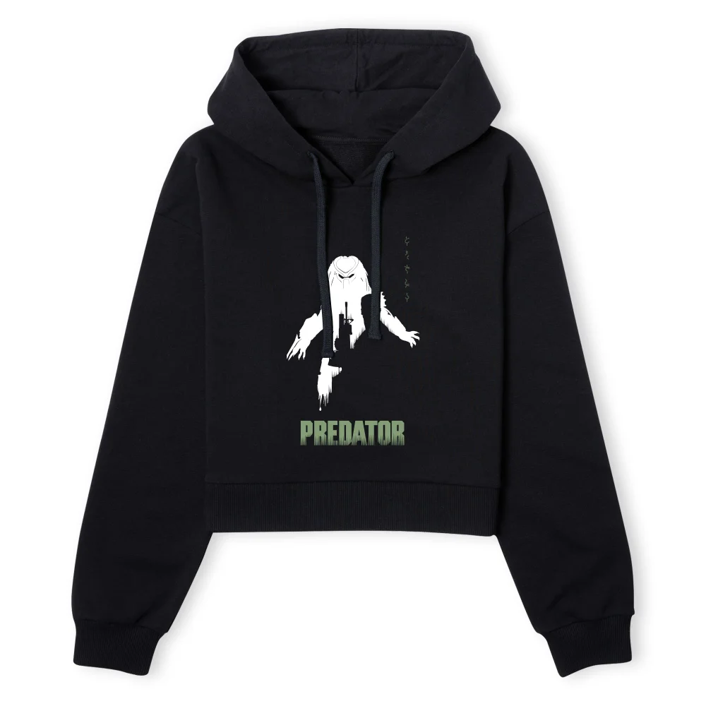 Predator Silhouette Poster Women's Cropped Hoodie - Black - XS - Black Image 1
