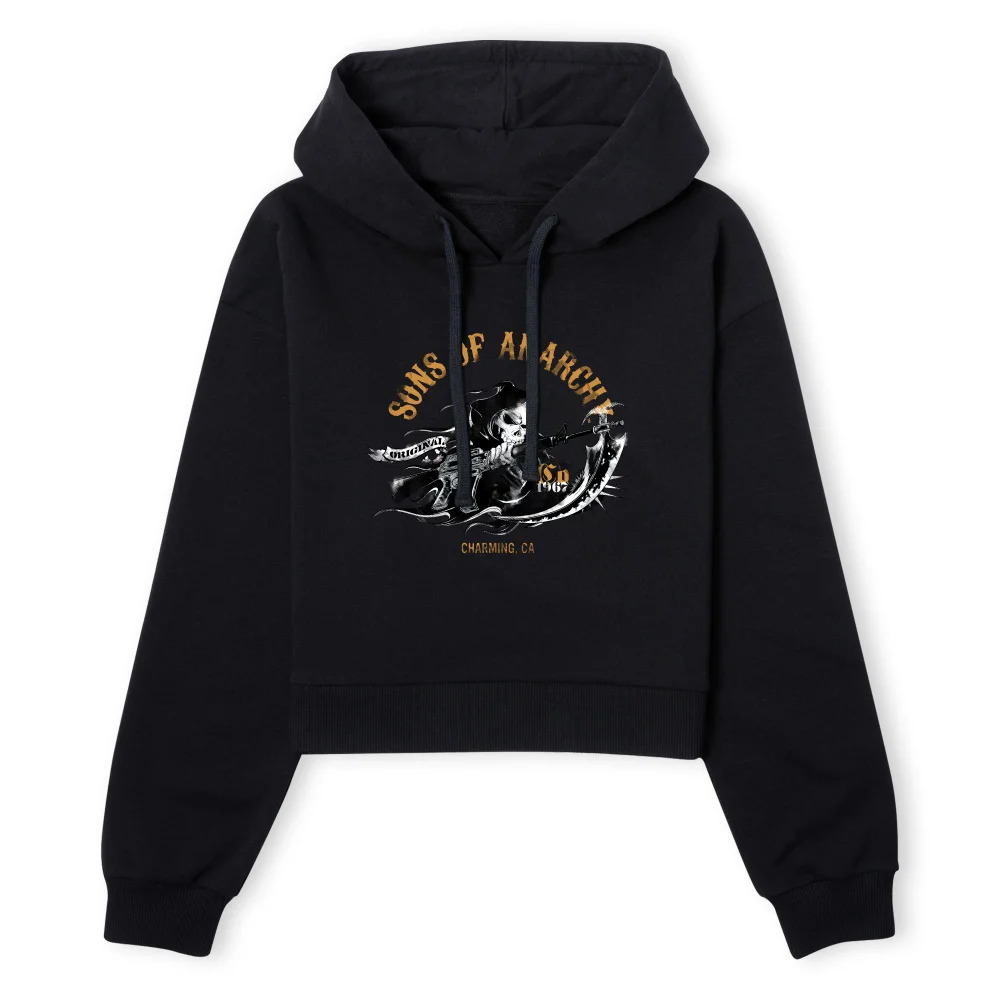 Sons of Anarchy Reaper Illustration Women's Cropped Hoodie - Black - XS - Black Image 1