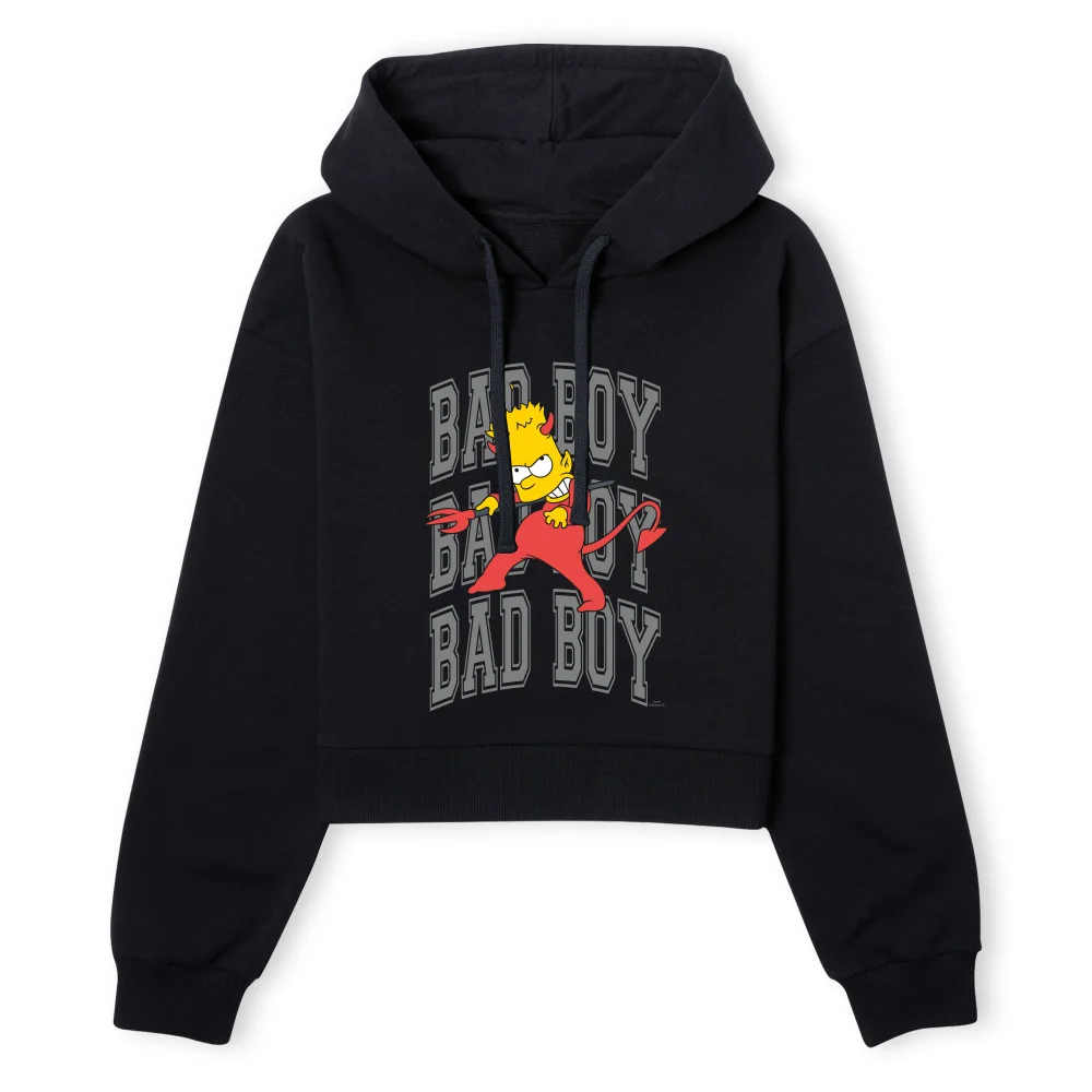 The Simpsons Bad Boy Bart Women's Cropped Hoodie - Black - XS - Black Image 1