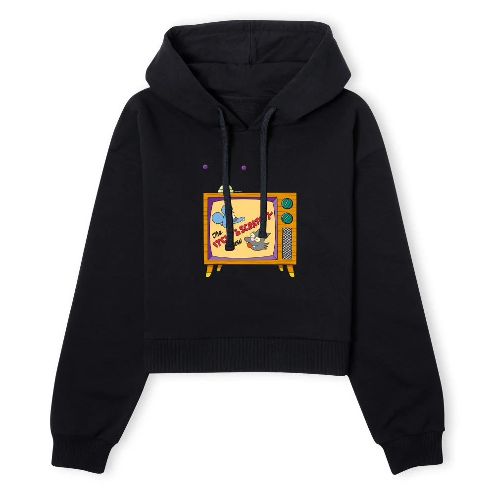 The Simpsons The Itchy And Scratchy Show Women's Cropped Hoodie - Black - XS - Black Image 1
