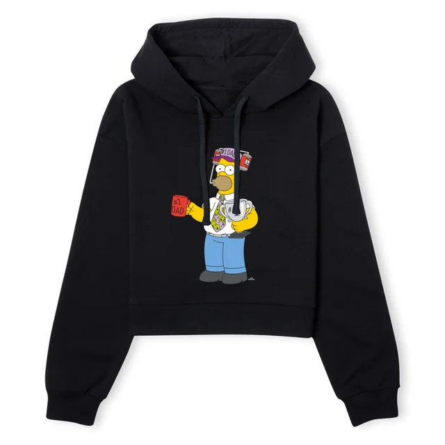 The Simpsons Homer Number 1 Dad Women's Cropped Hoodie - Black