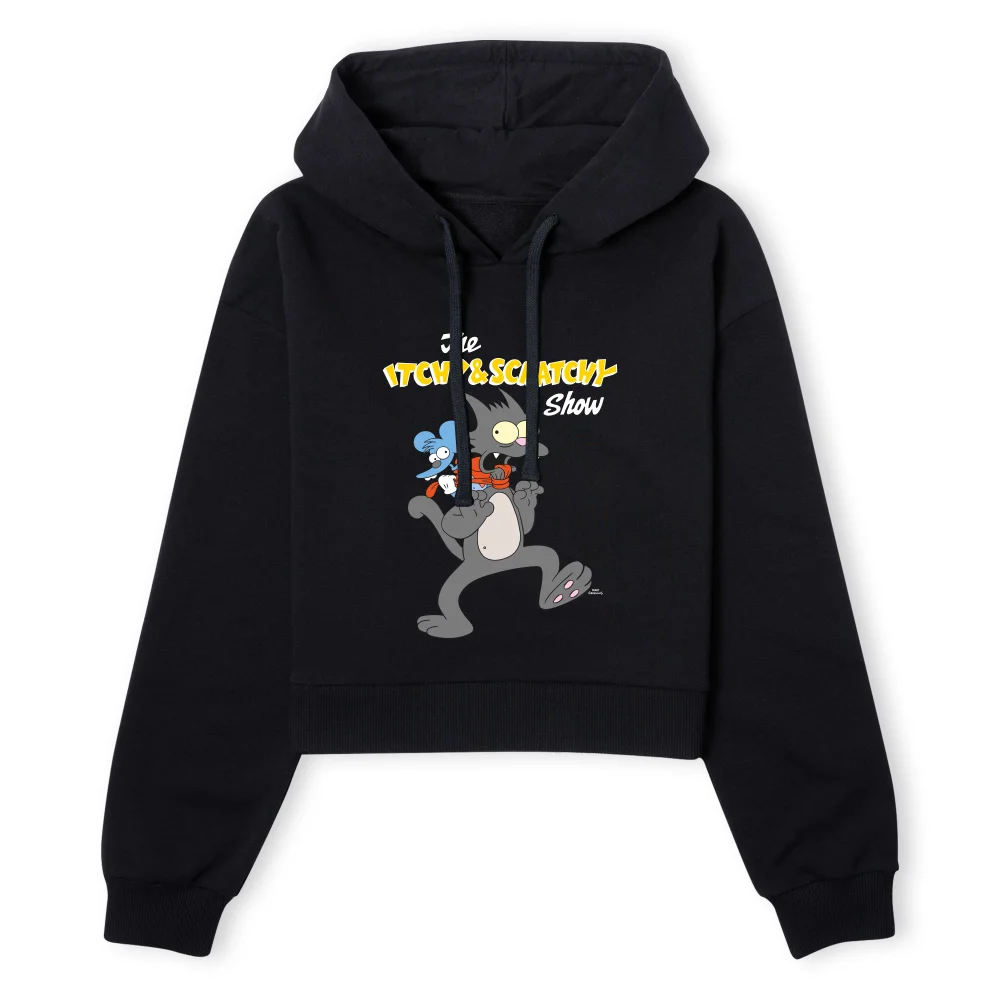 The Simpsons Itchy And Scratchy Strangle Women's Cropped Hoodie - Black - XS - Black Image 1