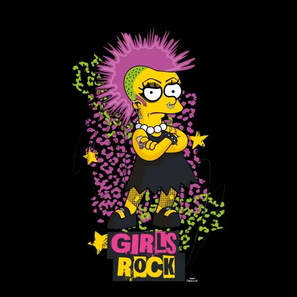 The Simpsons Lisa Girls Rock Women's Cropped Hoodie - Black