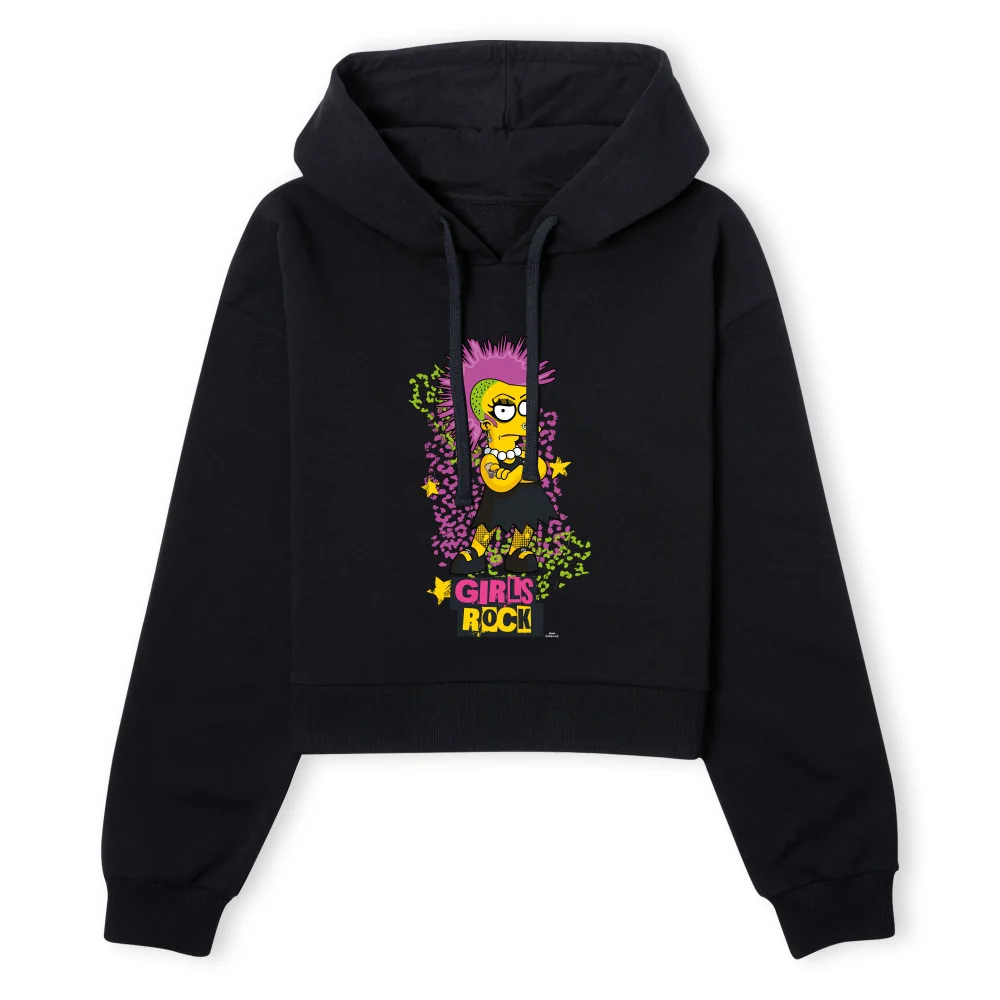 The Simpsons Lisa Girls Rock Women's Cropped Hoodie - Black - XS - Black Image 1