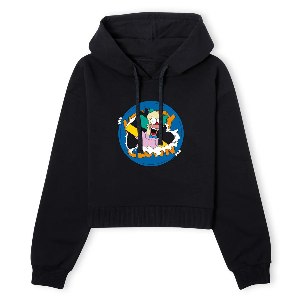 The Simpsons Krusty Ripped Circle Women's Cropped Hoodie - Black - XS - Black Image 1