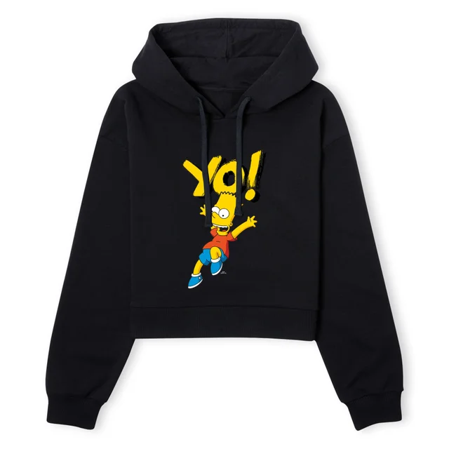 The Simpsons Yo! Bart Women's Cropped Hoodie - Black