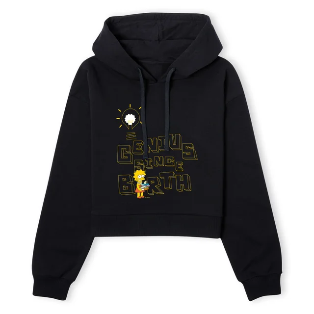 The Simpsons Genius Since Birth Women's Cropped Hoodie - Black