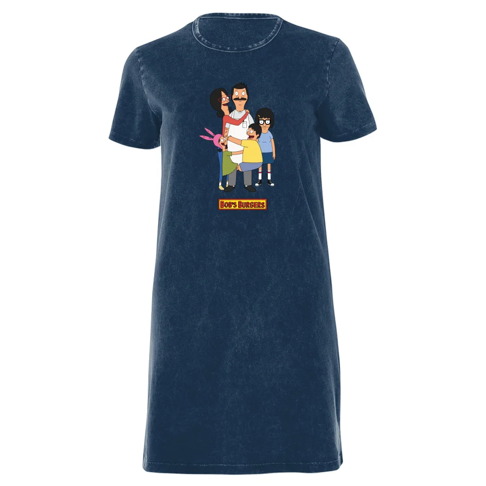 Bob's Burgers Family Women's T-Shirt Dress - Navy Acid Wash - XXL - Navy Acid Wash Image 1