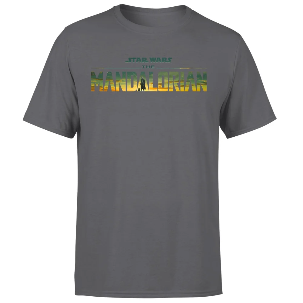Star Wars The Mandalorian Sunset Logo Men's T-Shirt - Charcoal - S Image 1