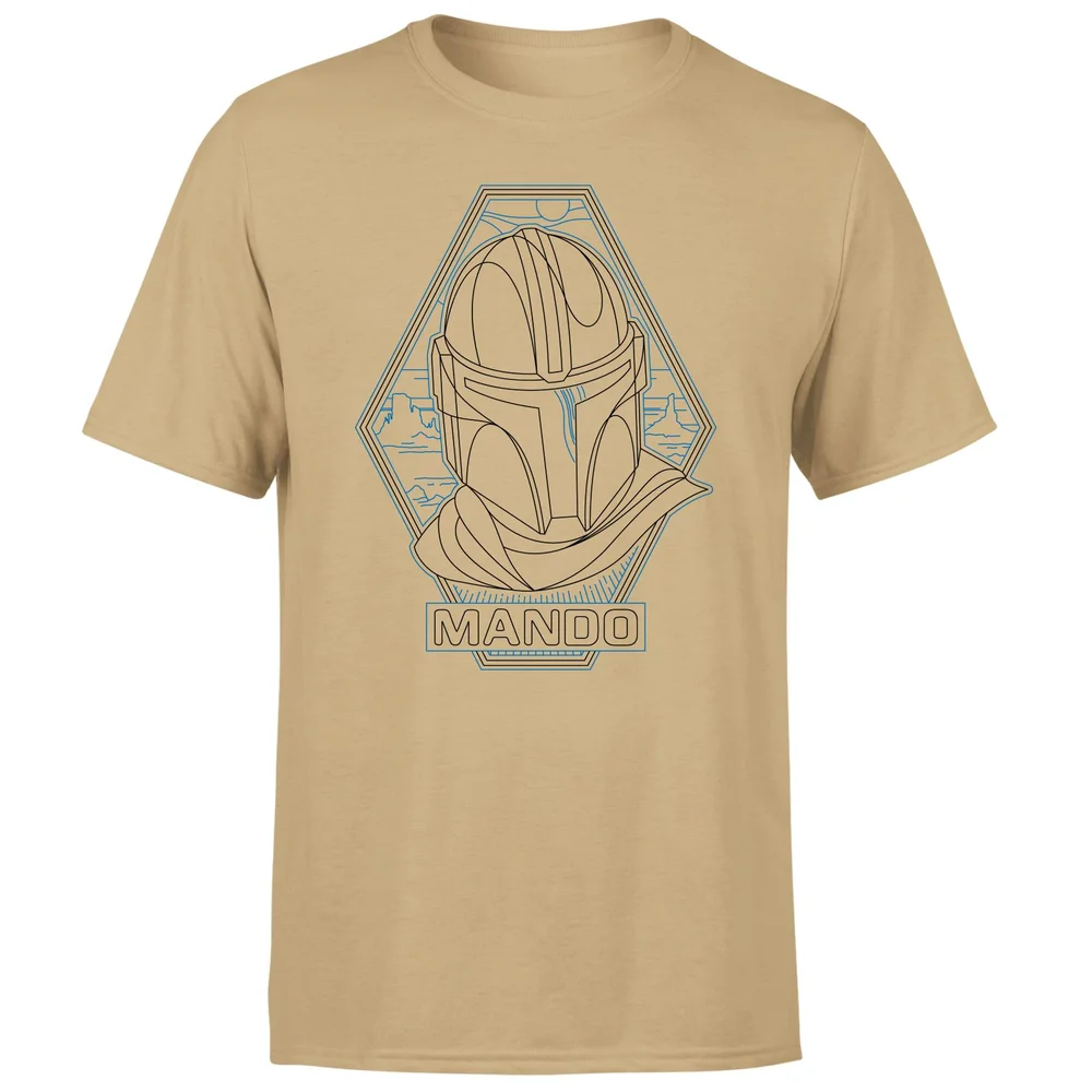 Star Wars The Mandalorian Mando Line Art Badge Men's T-Shirt - Tan - S Image 1