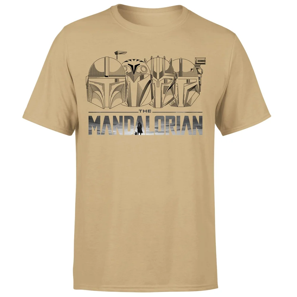 Star Wars The Mandalorian Helmets Line Art - Light Base Men's T-Shirt - Tan - S Image 1