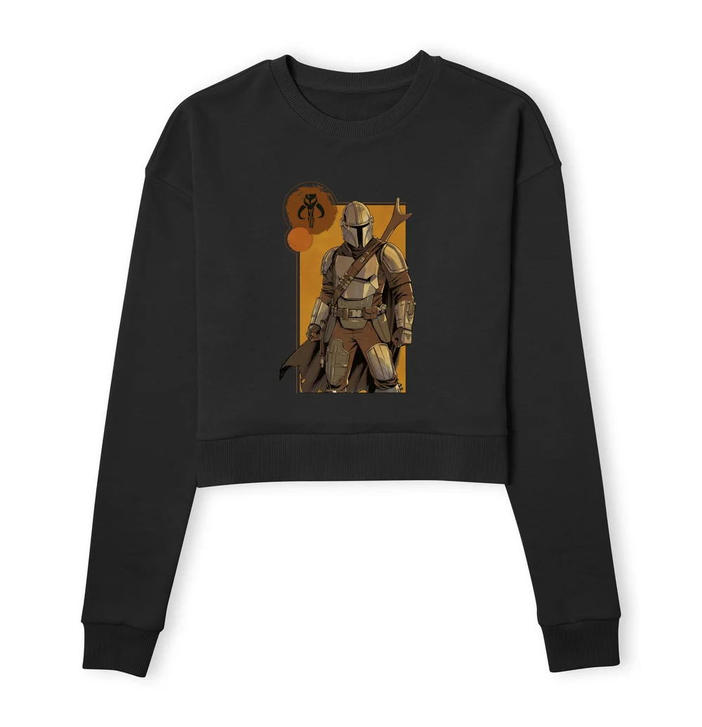 Star Wars The Mandalorian Composition Women's Cropped Sweatshirt - Black - XS Image 1