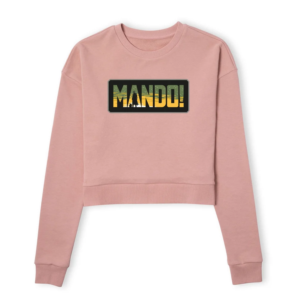 Star Wars The Mandalorian Mando! Women's Cropped Sweatshirt - Dusty Pink - XS Image 1