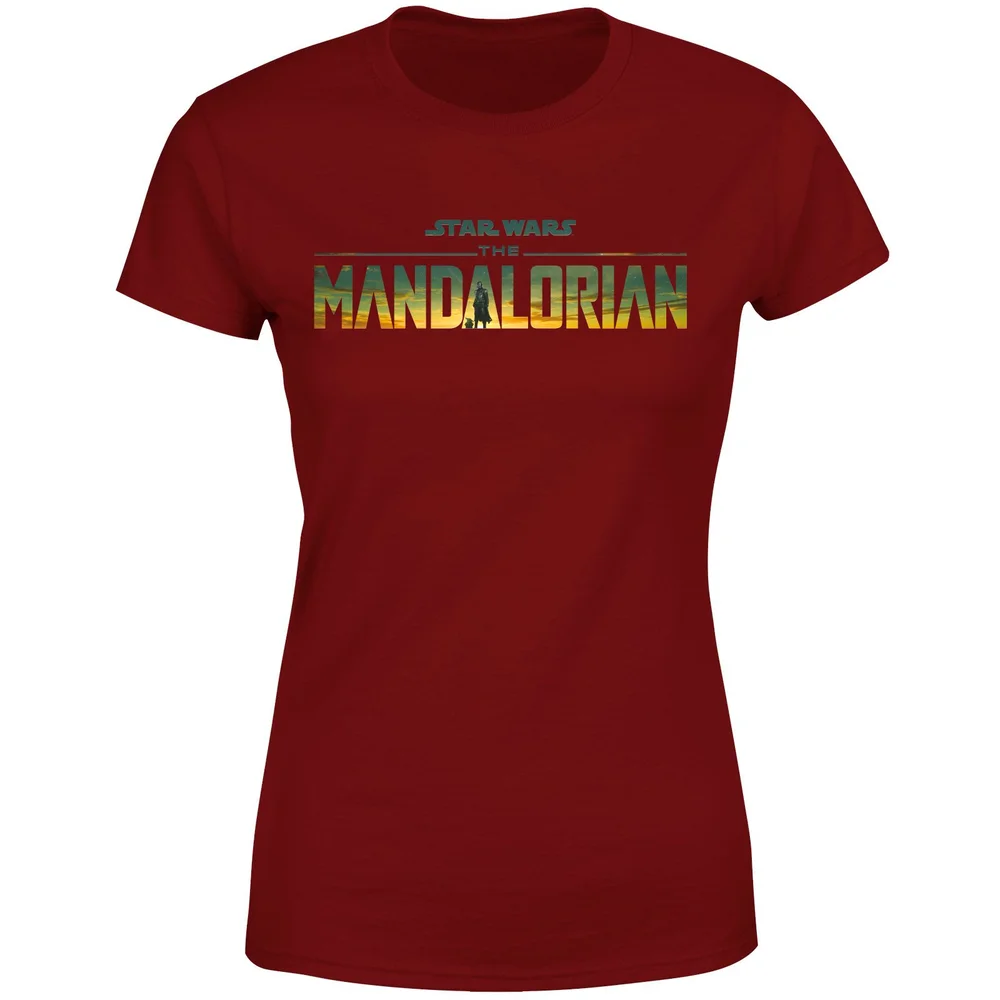 Star Wars The Mandalorian Sunset Logo Women's T-Shirt - Burgundy - XS Image 1