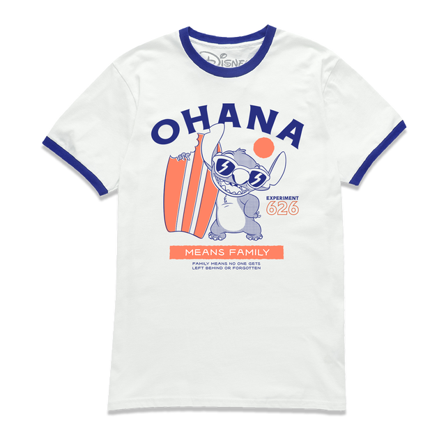 Lilo & Stitch Ohana Ringer T-Shirt - White Navy