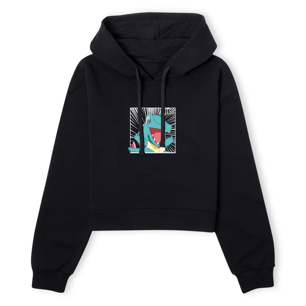 Pokemon Totodile Women's Cropped Hoodie - Black - XS Image 1