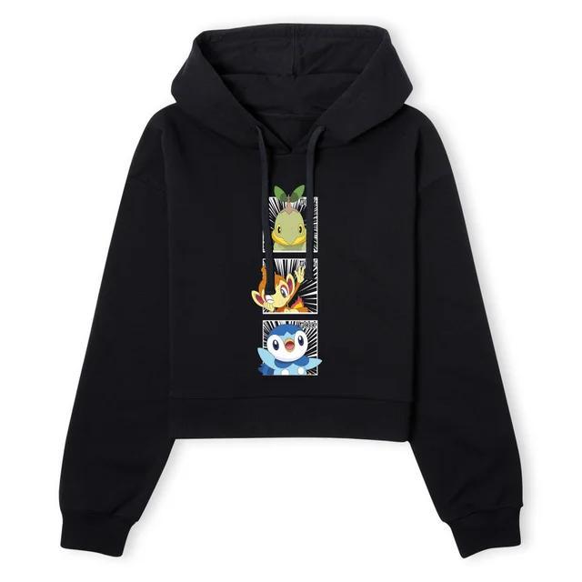 Pokemon Generation 4 Intro Women's Cropped Hoodie - Black