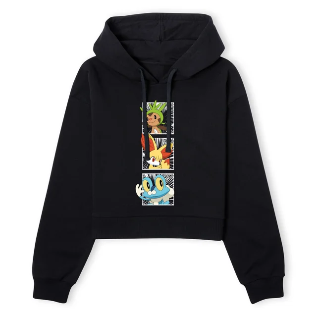 Pokemon Generation 6 Intro Women's Cropped Hoodie - Black