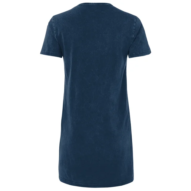 Pokemon Generation 3 Monochrome Starters Women's T-Shirt Dress - Navy Acid Wash