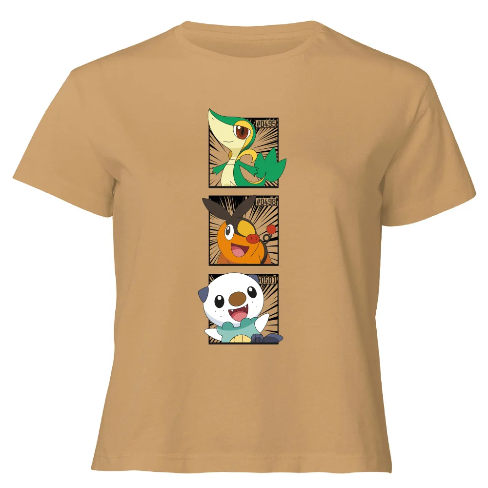 Pokemon Generation 5 Starters Women's Cropped T-Shirt - Tan - XL Image 1