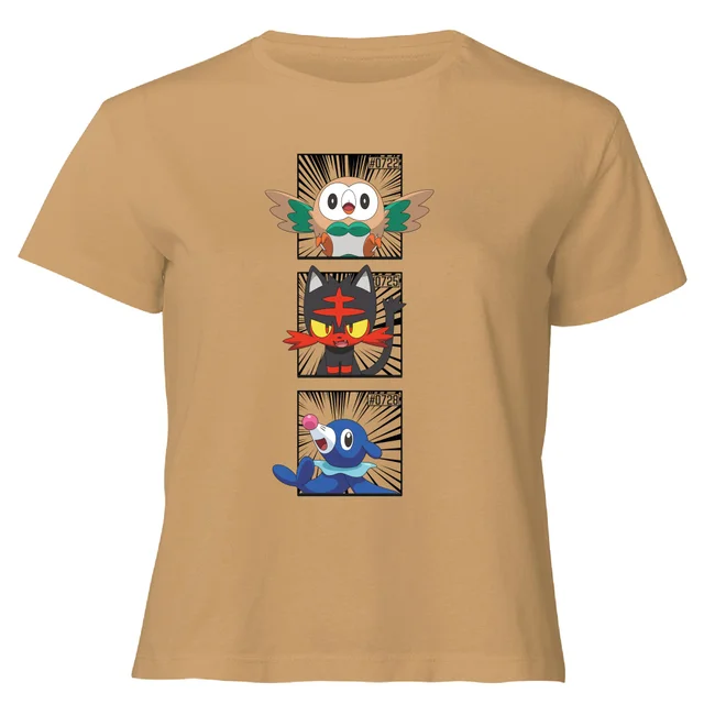 Pokemon Generation 7 Starters Women's Cropped T-Shirt - Tan