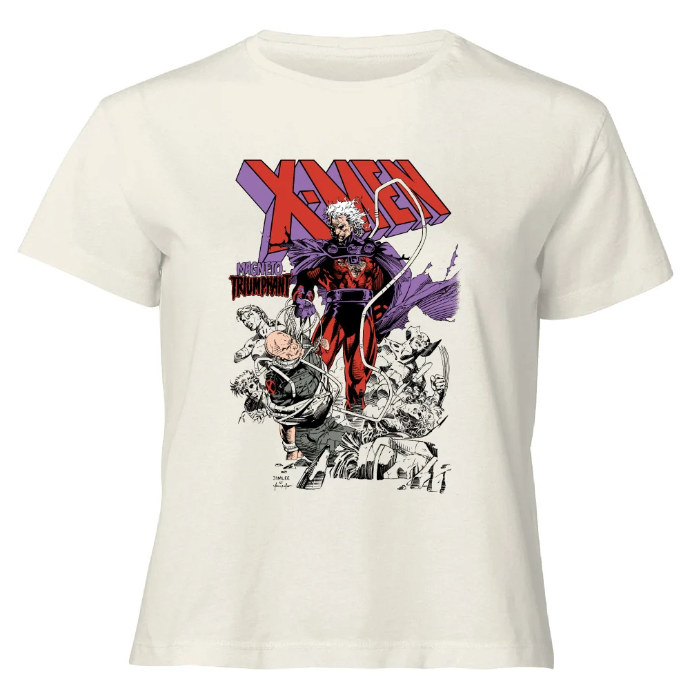 X-Men Magneto Triumphant Women's Cropped T-Shirt - Cream - XS Image 1