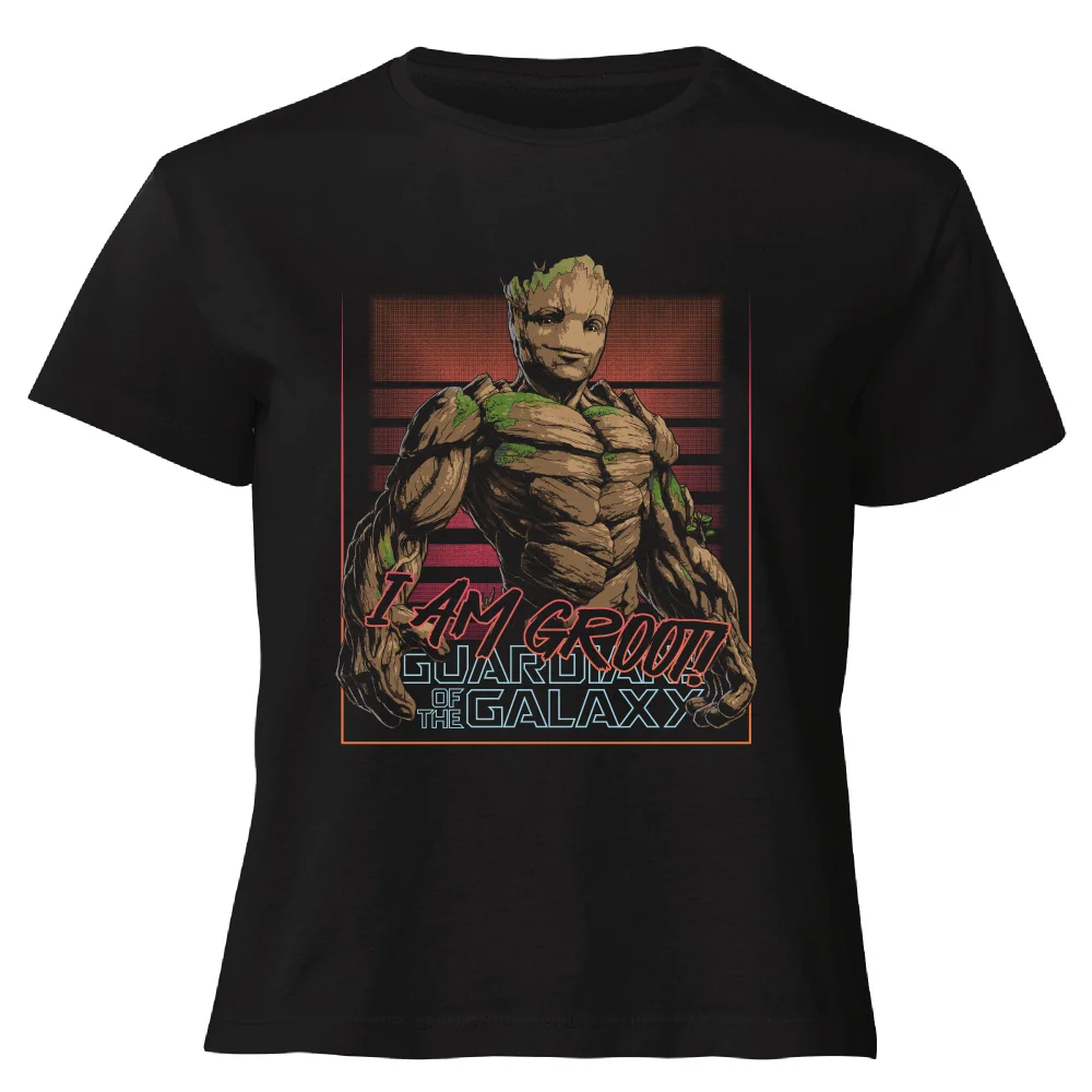 Guardians of the Galaxy I Am Retro Groot! Women's Cropped T-Shirt - Black - XS Image 1