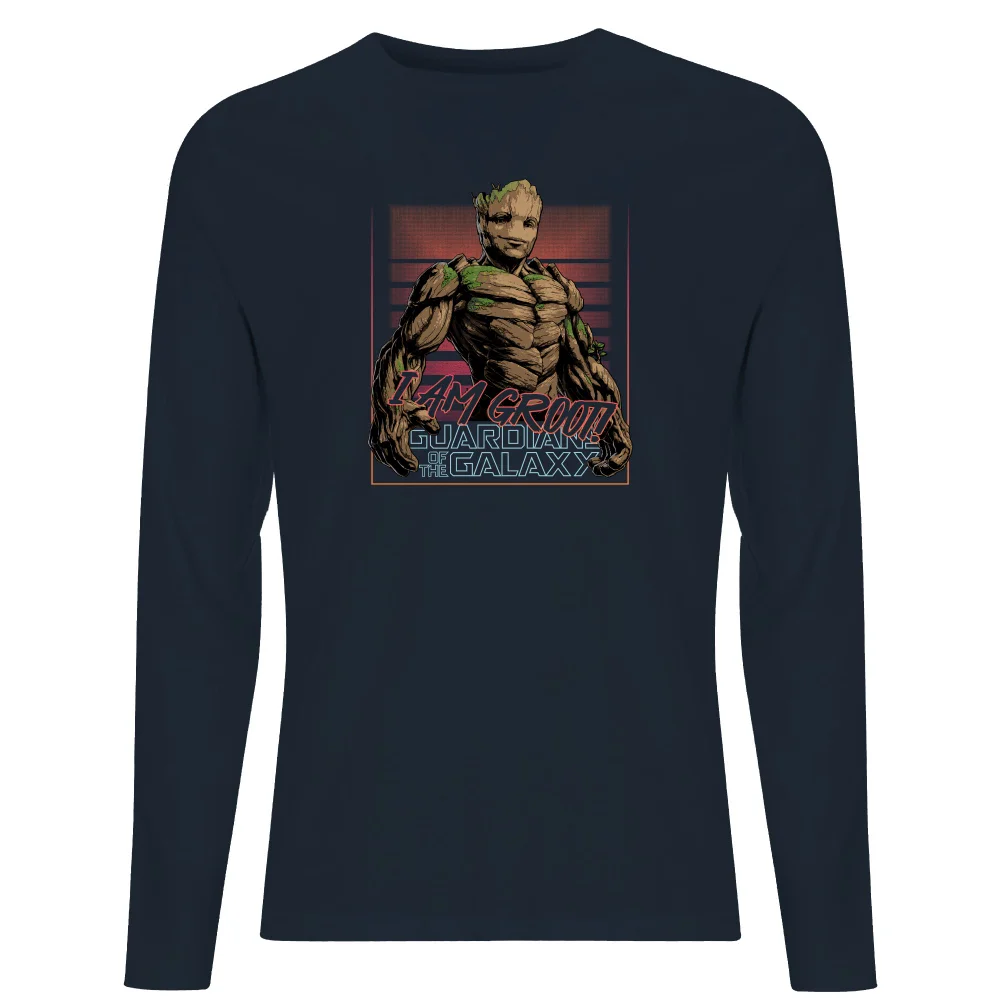 Guardians of the Galaxy I Am Retro Groot! Men's Long Sleeve T-Shirt - Navy - S Image 1