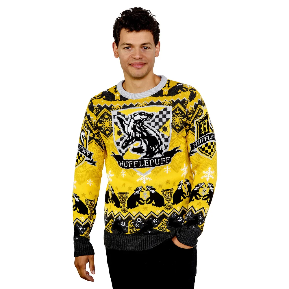 Hufflepuff House Crest Christmas Jumper - XS Image 1