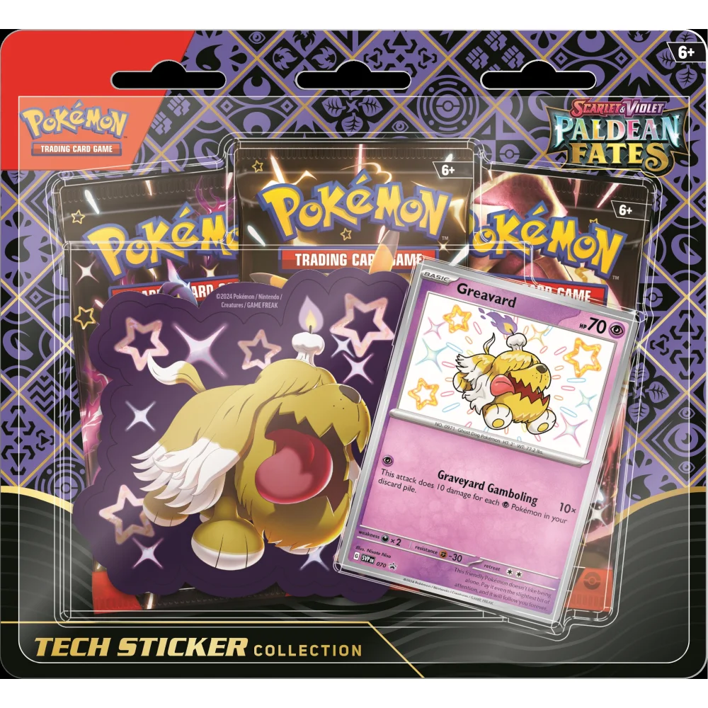 Pokemon TCG: Scarlet & Violet 4.5 Paldean Fates Tech Sticker Box -Fidough/Greavard/Maschiff Assortment Image 1