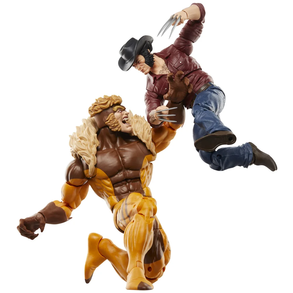 Hasbro Marvel Legends Series Marvel's Logan vs Sabretooth, 6" Comics Collectible Action Figures Image 1