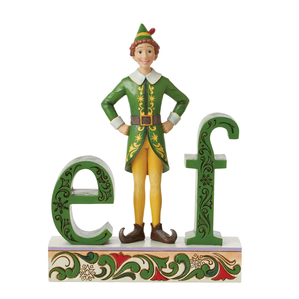 Enesco Elf by Jim Shore The Name is Buddy, the Elf (Buddy Standing in Elf Word Figurine) (22cm) Image 1