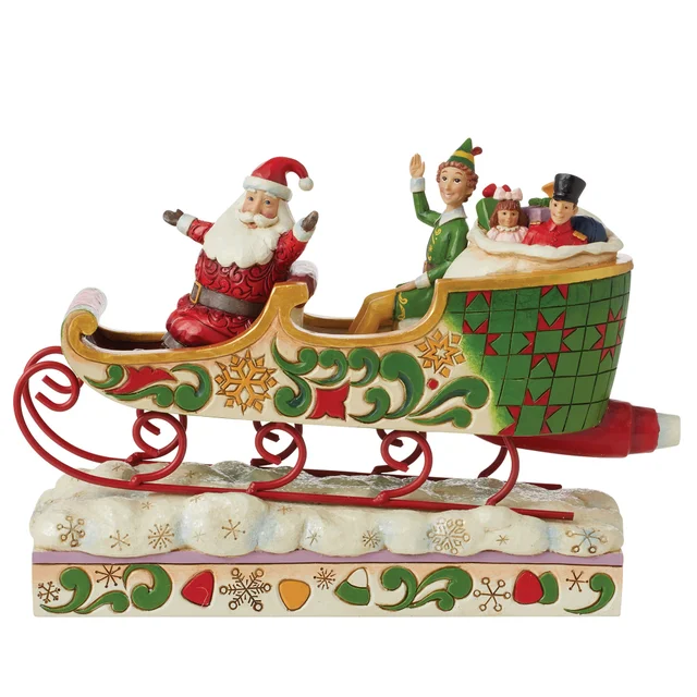 Enesco Elf by Jim Shore Spreading Christmas Cheer (Buddy with Santa in Sleigh Figurine) (20cm)