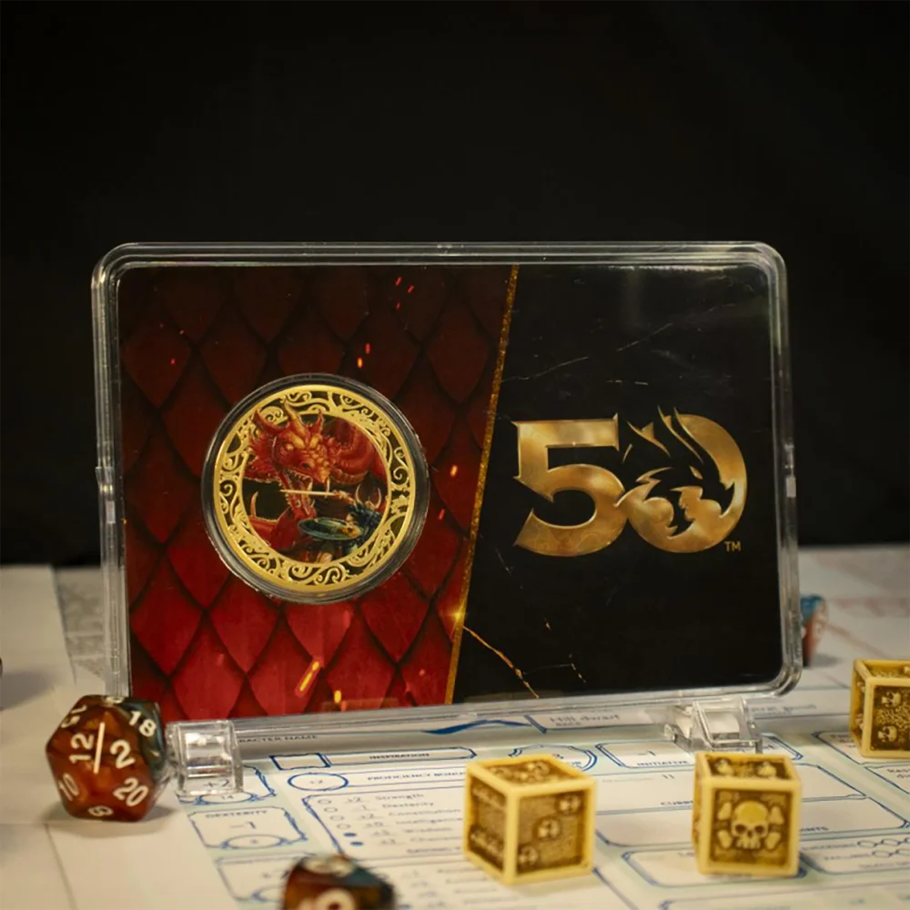 Dungeons & Dragons 50th Anniversary 24k Gold Plated Coin with Colour Print Image 1