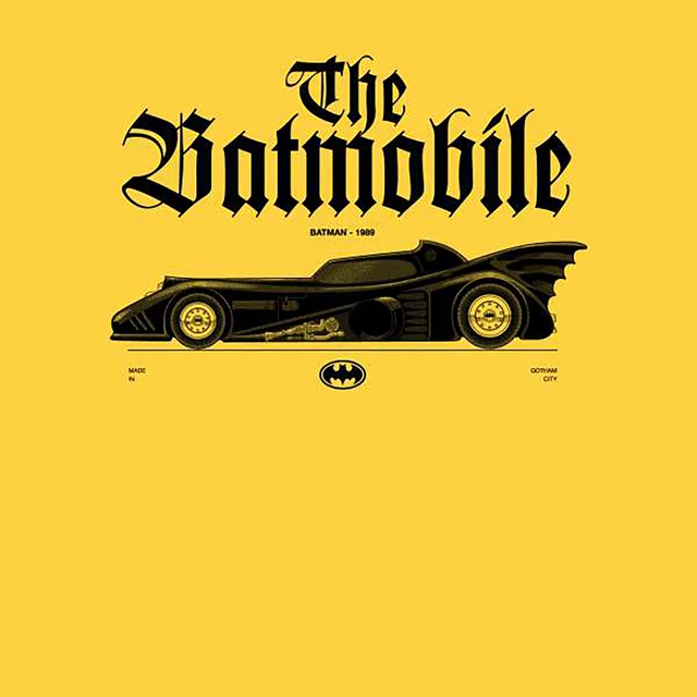 BATMAN Batmobile Profile Lt Unisex T-Shirt - Yellow