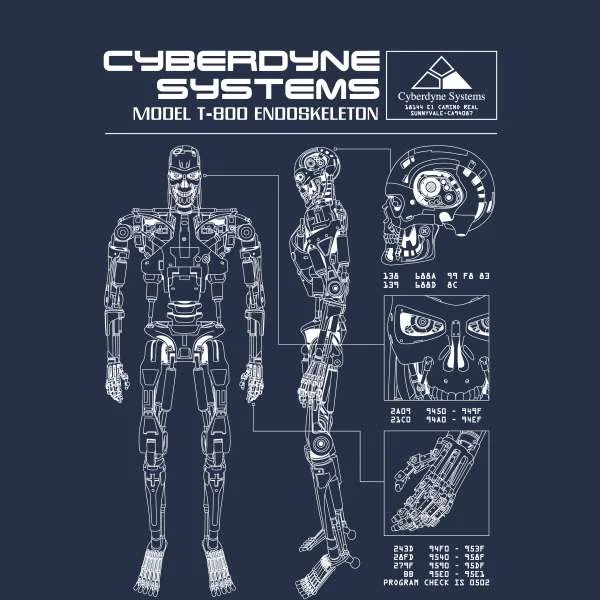 The Terminator T-800 Schematic Drk2 Sweatshirt - Navy