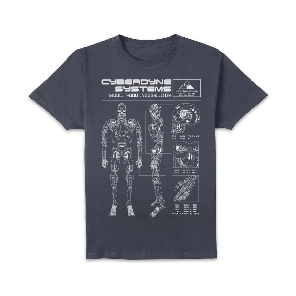The Terminator T-800 Schematic Drk2 Unisex T-Shirt - Navy - XL Image 1