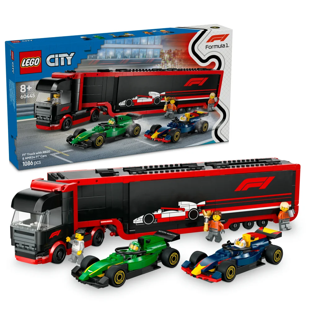 LEGO® City F1® Truck with RB20 & AMR24 F1® Cars Toy Race Vehicle Transporter Playset 60445 Image 1