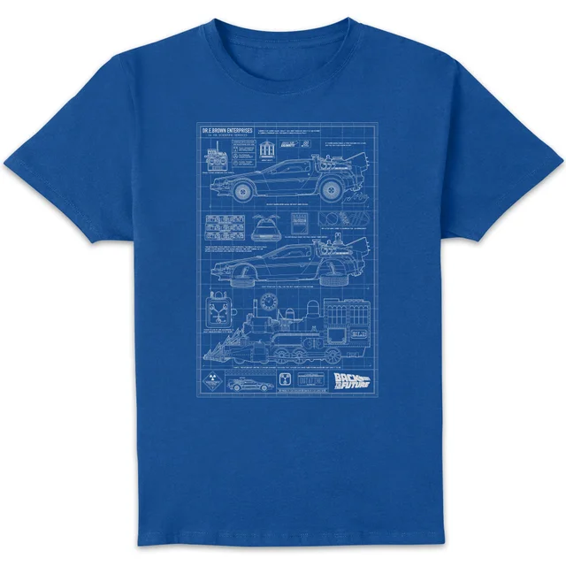 Back to the future Schematic Men's T-Shirt - Blue