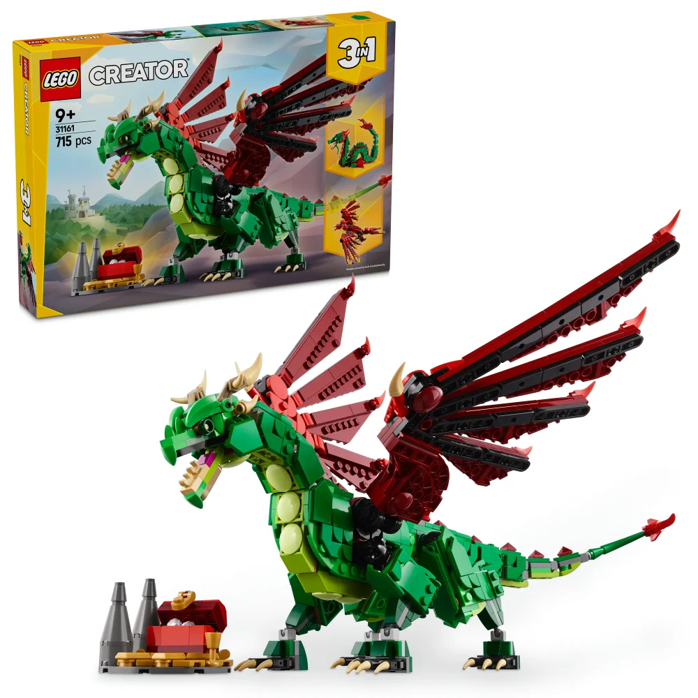 LEGO Creator 3in1 Medieval Dragon Figure, Creative Toy 31161 Image 1