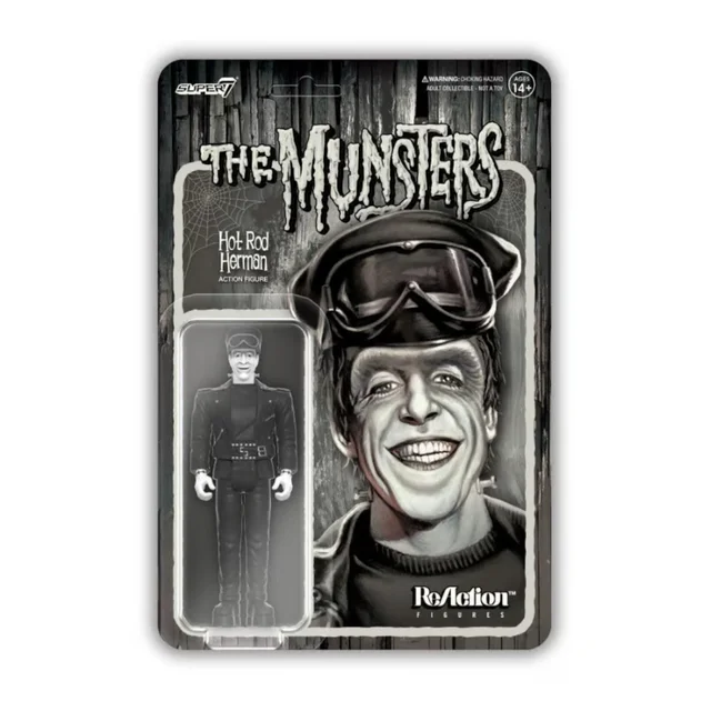 Super7 The Munsters W3 - Biker Herman (Grey Scale) ReAction Figure